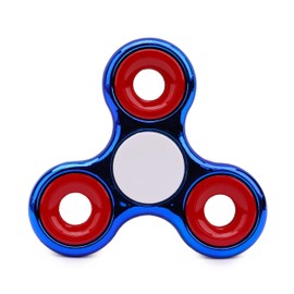 Toyland® Fidget Hand Spinner - Stress and Anxiety Relief - 38 Designs To Choose From (Metallic Blue & Red Rings)