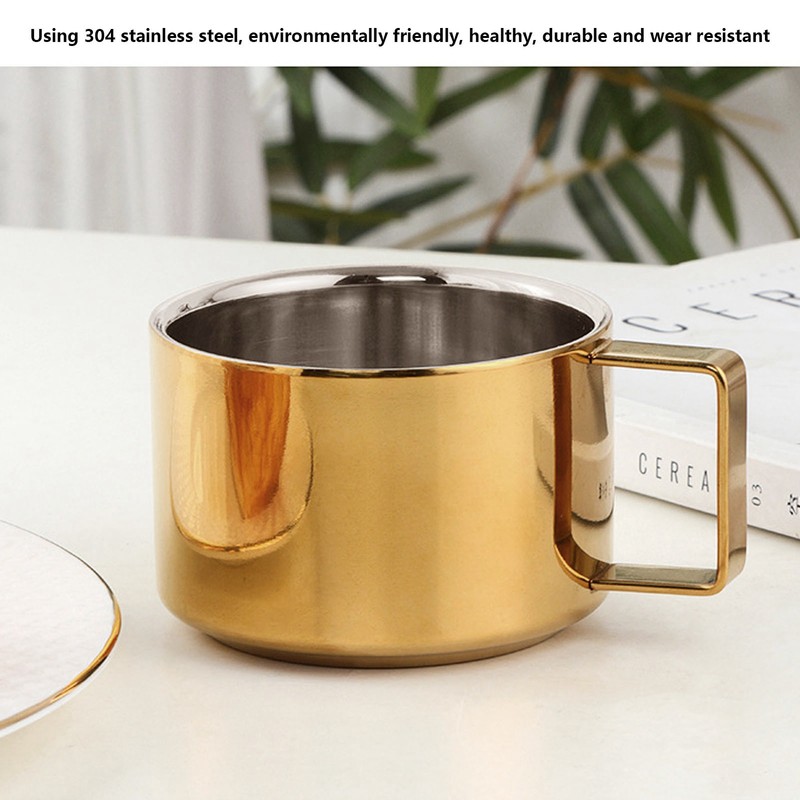 Coffee Cup Gold Fashionable Design Wearable Convenient Practical Stainless Steel