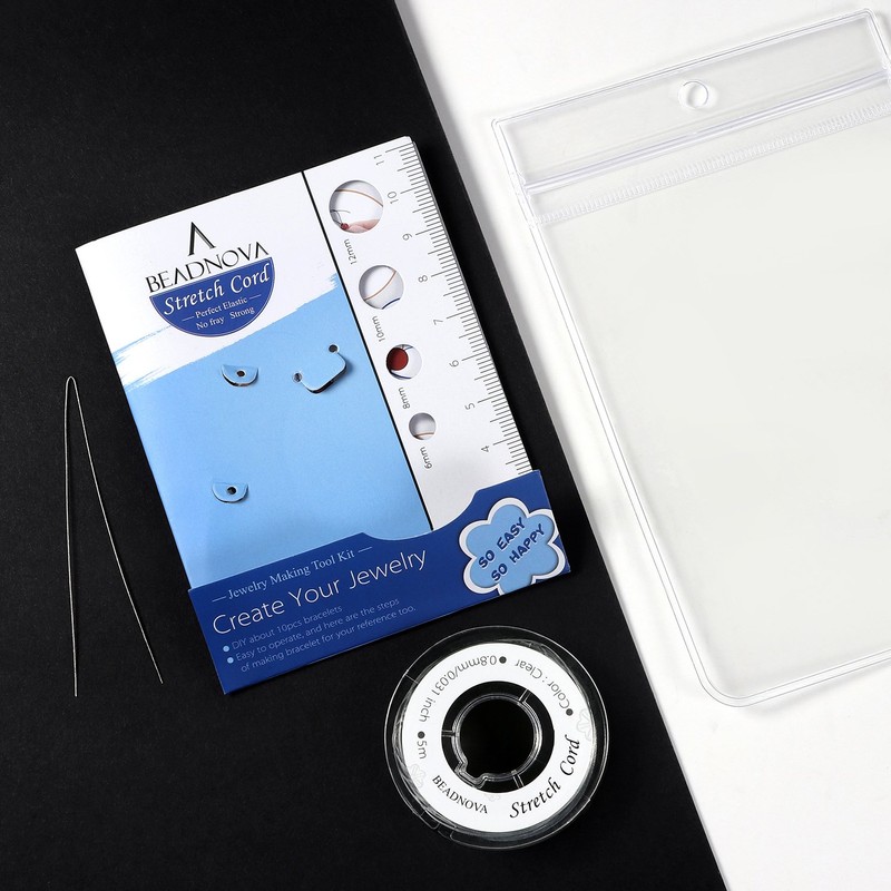BEADNOVA DIY Starter kit 0.8mm Stretch Jewelry Cord Elastic Crystal