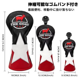 Golf Headcovers Driver Covers Popular The GOAT Fairway Wood Covers Utility Cover Hybrid Cover Stylish Design with Number Tag Luxury Embroidery Set of 3 (1 Driver Cover)