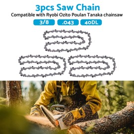 3PCS 3/8 .043 40DL Chainsaw Chains 10" Replacement Suitable for OZITO 18V OCS-018 PXCCSS-018