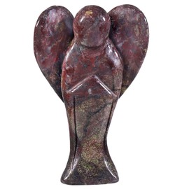Nupuyai 3" Dragon Bloodstone Guardian Love Heart Crystal Angel Statue, Carved Pocket Angel Figurine Spiritual Healing Stone Ornament for Home Office Decor