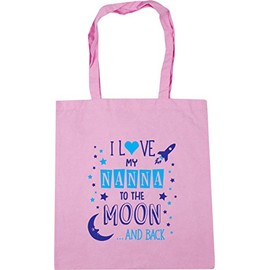 Hippowarehouse I Love My Nanna to the Moon and Back (Blue) Tote Shopping Gym Beach Bag 42cm x38cm, 10 litres
