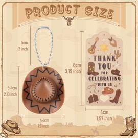 Sollose 18 Sets Cowboy Hats Keychains for Cowgirl Bachelorette Party Favors, Rodeo Bithday Western Wedding Thank You Gifts (Brown)