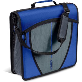 Case-it Mighty Zip Tab School Zipper Binder | 3-Inch O-Rings, 600-Sheet Capacity, 5-Subject Expanding File Folder, Multiple Pockets & Storage Organizer, Shoulder Strap | D-146 Blue