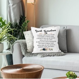 XUISWELL Great Grandma I Hugged This Little Pillow Floral Throw Pillow Cover,Birthday Christmas Mother’s Day Thanksgiving Gifts for Grandma,Cushion Case for Sofa Bed Home Decor 18 x 18 Inch