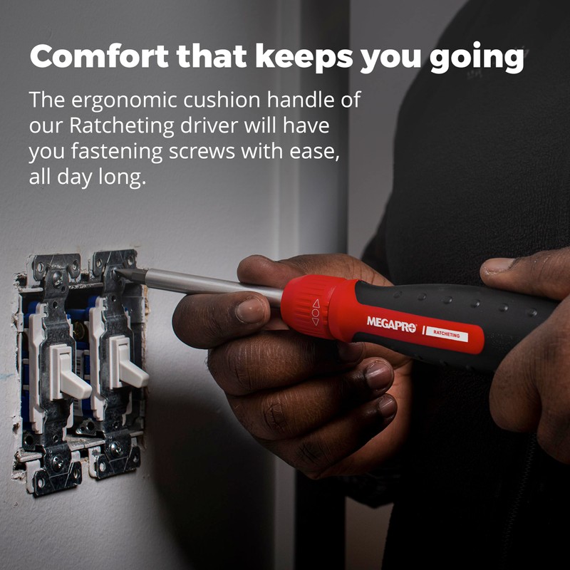 MEGAPRO® Original Ratcheting Multi-Bit Screwdriver with ¼” Hex Shaft |