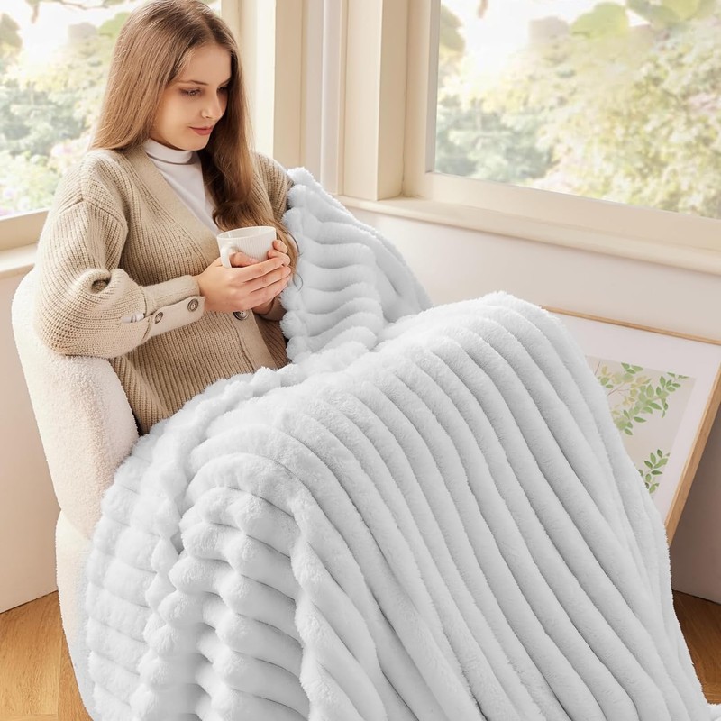 Wajade Fluffy Fleece Blanket Faux Fur Bed Throw Super Soft
