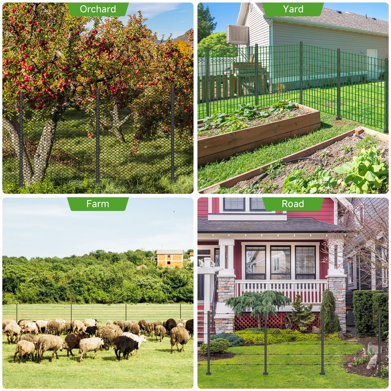 LYDTICK 10Pack Fence Posts 4Ft in Bulk, Metal Fence Stakes