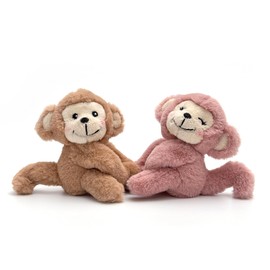 Plushland Magnetic Monkey Plush Pair - Couple Stuffed Animals Set Pairs Plush Toys for Best Friends & Kids - Huggable Monkey-Ready Emotional Support Toy with Charm 4 Inches(Huggable Monkey Pair)