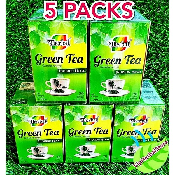 5 Packs GREEN TEA Camellia Sinensis TE VERDE 100 bags Therbal Made in Mexico