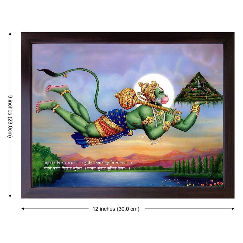 Handicraftstore Hanuman Anjani Putra flying over sea with doondri mountain,