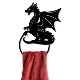 MAYJOYDIY Dragon Pattern Towel Ring Metal Hand Towel Holder Flying Dragon Side Towel Ring Wall Mounted Animal Hand Towel Holder Metal Round Towel Rack for Bathroom Home Hanging Accessories
