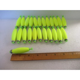 Unbranded 24 2.0" FISHING BOBBERS Small Cigar Floats Weighted Foam Snap on Float Choice - Flo-Chartreuse