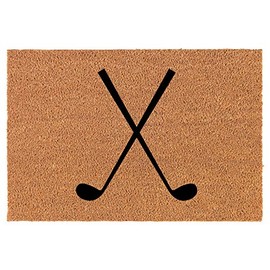 Coir Doormat Front Door Mat New Home Closing Housewarming Gift Crossed Golf Clubs (30" x 18" Standard)