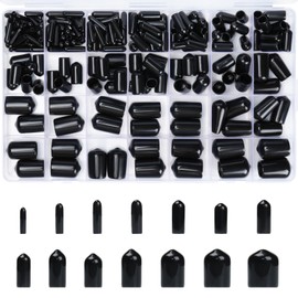 Hengxinc 221Pcs Rubber End Caps, 14 Sizes Bolt Covers Kit, PVC Rubber Screw Thread Protectors, Black Round Vinyl Screw Thread Protectors for Screw, Tube, Metal Rods