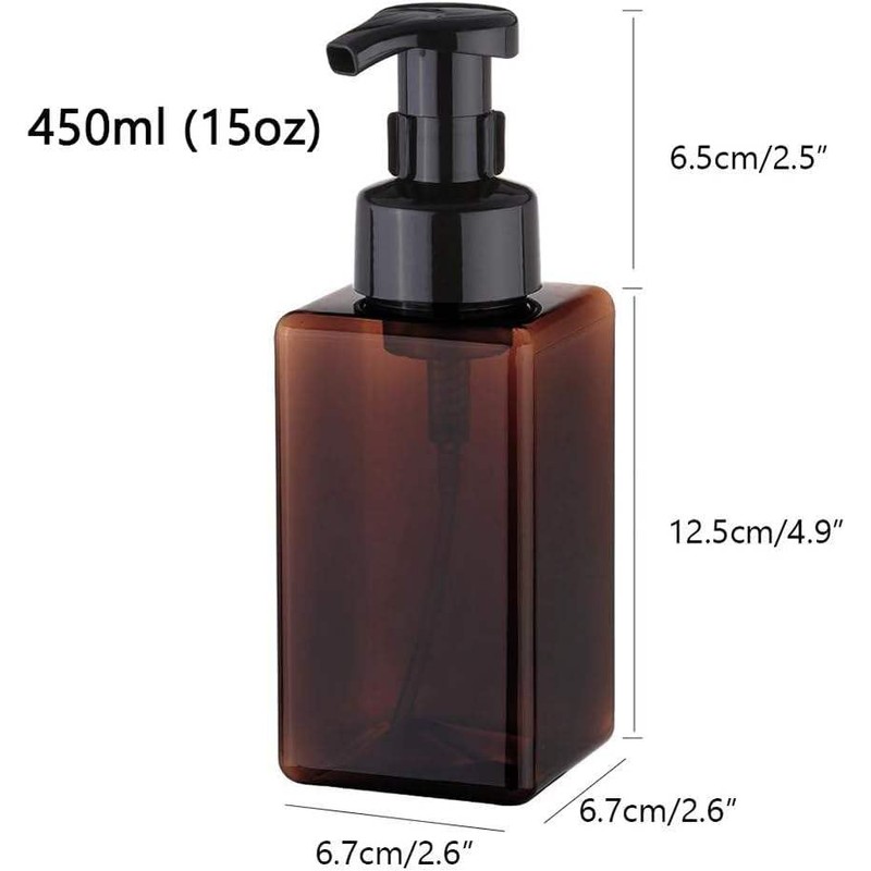 2Pcs Foaming Soap Dispenser, 450ml(16oz) Refillable Modern Square Pump Bottle