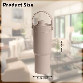 Yenergy 25 oz Insulated water bottle with Handle and Straw, Stainless Steel Tumbler with Leak-Proof Lid, Fits Car Cup Holder, for Gym, Office, Sports & Travel (Coffe)