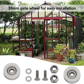 Replacement Kit for Door Wheels, Greenhouse Door Casters, Replacement Kit of 30 mm Diameter Greenhouse Door Casters for Sliding Doors