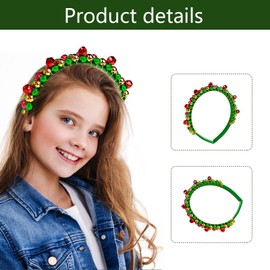 Pack of 2 Christmas Headbands, Christmas Headpiece with Bell, Headbands, Hair Accessories with 4 Hair Clips for Children, Adults, Headpiece for Daily Party, Christmas Parties, Cosplay