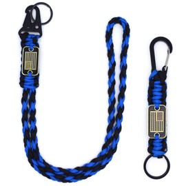 Tragdro 2 Pcs Heavy Duty Braided Paracord Lanyard Keychain with USA Flag, Parachute Rope Necklace Keychains, Braided Strong Lanyard for Outdoor Activities, Camera, Keys, Whistle, Traveling