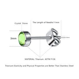 G23 Titanium Stud Earrings for Women, Men, Girls, Hypoallergenic, Nickel Free, 3 mm / 4 mm / 5 mm / 7 mm Crystal Earrings, Birthday Gift, Titanium, Crystal