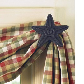 (Black) - Park Designs Cast Star Curtain Hooks, Black, Set of 2