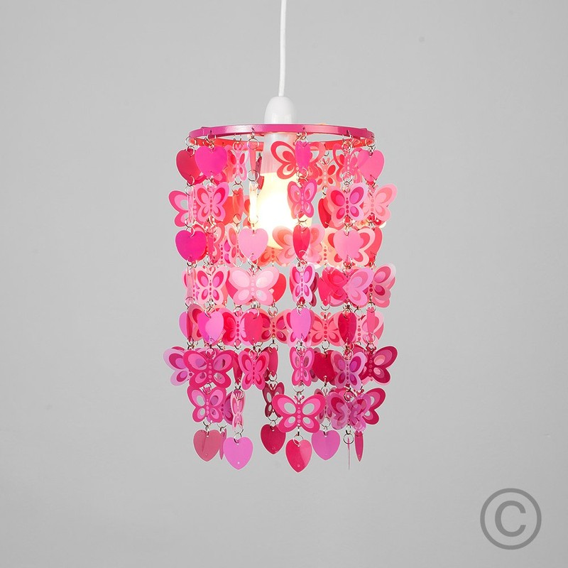 MiniSun | Pink Hearts and Butterflies Ceiling Light Shade |