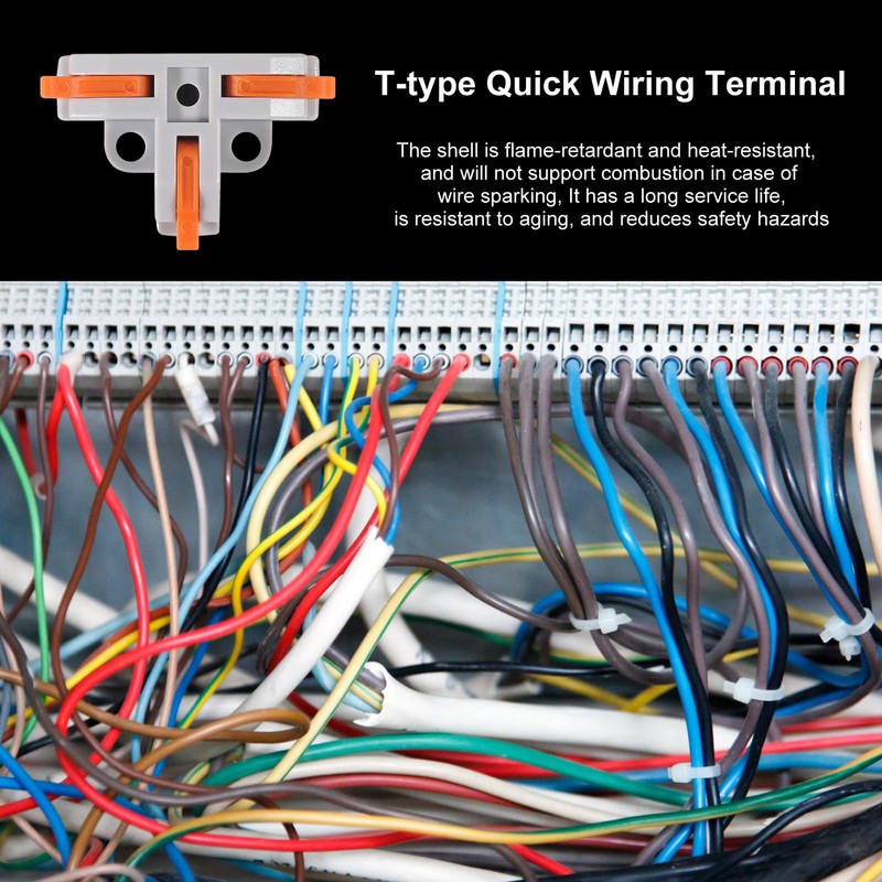 50pcs Compact Wire Conductor Connector, T-Shape Lever Nut Wire Connector,