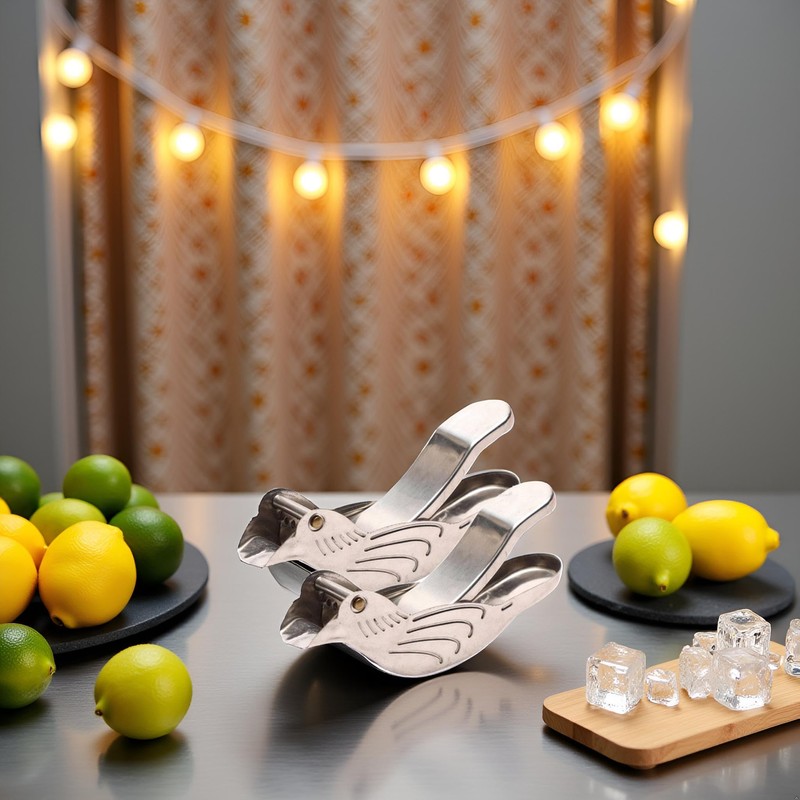 2 Pcs Silver Bird Shape Lemon Juicer Stainless Steel Manual