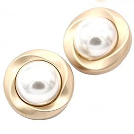 5 piezas de botones de oro con perlas de metal para mujer para abrigos de suéter, decoración de ropa, manualidades para coser, accesorios (#1, 25 mm)