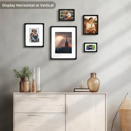 Golden State Art 8x10 Picture Frames - Black Solid Wood with Glass, Rounded Corner 8 x 10 Picture Frame Matted to 5x7 Photos - Wall or Tabletop Decor Display