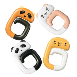 iplusmile 4Pcs Adorable Bendable Panda Hooks Foldable Bag Hooks for Home Office Non Slip Table Holders for Kitchen Bedroom Bathroom Reusable Safety Chain Hooks