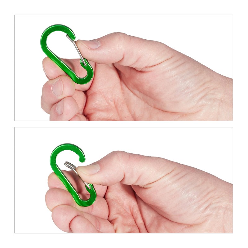 Relaxdays Carabiner, set of 30, 14 key rings, key rings,