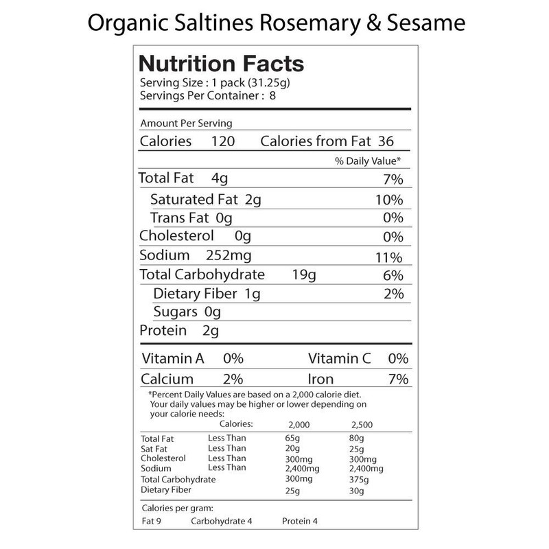 Suzie's Organic Saltines Crackers, Rosemary Sesame, Healthy Gourmet Baked Snack