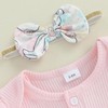 Infant Baby Girl Easter Outfit Ribbed Ruffle Romper Bunny Bell