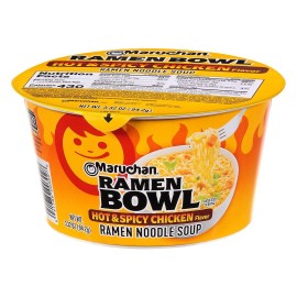 Maruchan Hot and Spicy Chicken Ramen Bowl 6 Pack Instant Soup Microwaveable