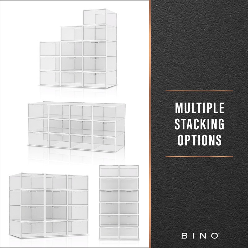 BINO 12-Pack Plastic Stackable Shoe Box Set - Clear |