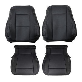 SecosAutoparts Driver and Passenger Side Bottom and Top Lean Back Replacement Perforated Leather Seat Cover Black Compatible with Ford F250 F350 Lariat XLT 2017 2018 2019 2020 2021 2022