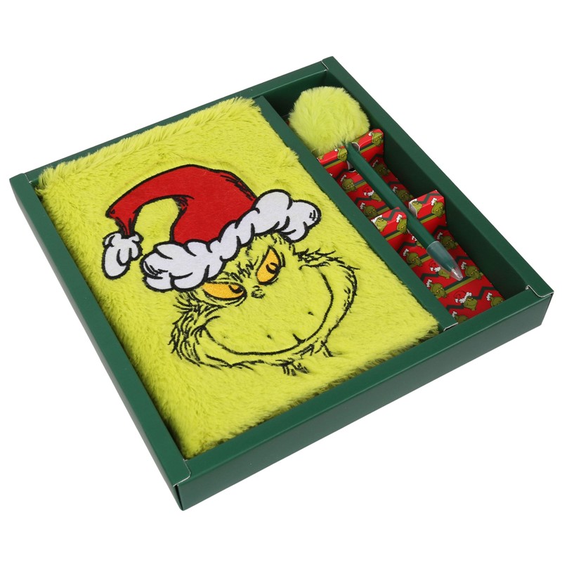 sarcia.eu Grinch Geschenkset: Plüsch Notizbuch A5 + Stift