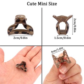 12Pcs Small Hair Clips for Women, Small Claw Clips for Thin Thick Hair, No-Slip Grip Leopard Print Jaw Clip Mini Claw Clips Tiny Hair Accessories for Women Girls Tortoise & Black (Style B)