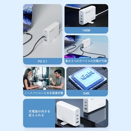 VENTION 3-port USB (C+C+A) GaN Wall Charger (140W/140W/18W) White