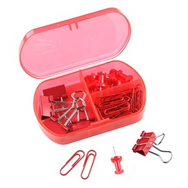 eBuyGB 3-In-1 Mini Stationary Box, Transparent Red