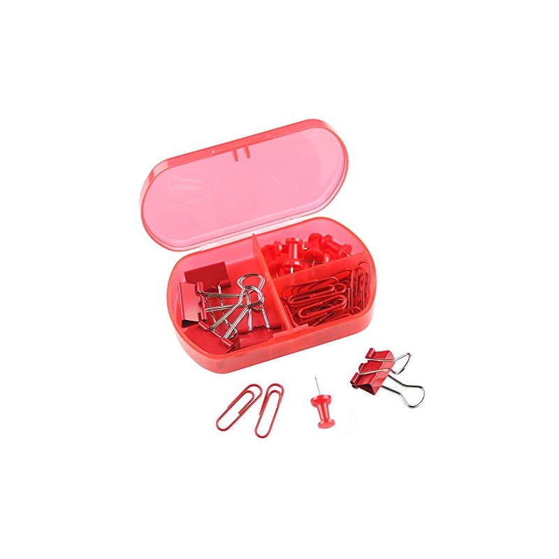 eBuyGB 3-In-1 Mini Stationary Box, Transparent Red