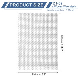 sourcing map 2Pcs 6 Mesh 11.8" x 8.2" Woven Wire Mesh, 304 Stainless Steel Air Vent Filter Screen, Window Screen Plain Weave Mesh for DIY Projects Vents Cover Filtration Animals Fence