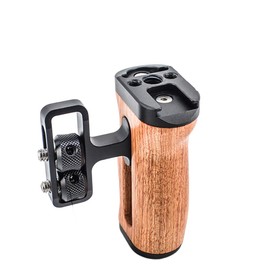 CS Priority Universal Wood Side Handle with 1/4" 3/8" Screw and Cold Shoe Hole,Wooden Handle for DSLR Camera Cage