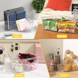 novelinks Transparent Kitchen Cabinet Storage Bins Lazy Susan Organizer with Front Handle for Corner Cabinet,Kitchen,Pantry, Bathroom,(For 26" Lazy Susan 8 Pack)