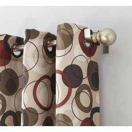 No. 918 Celestial Geometric Print Grommet Curtain Panel, 48" x 84", Paprika Red