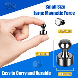 Fridge Magnets, 16 Pack 12 x 16 mm Black Neodymium Magnetic Push Pins, Strong Magnet, Whiteboard Magnets, Magnetic Thumb Tacks, Magnets Push Pins for Whiteboard, Magnets for Fridge, Office, Map, Photo