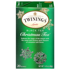Twinings Christmas Black Tea, 20 Count Pack of 6, Individually Wrapped Bags, Caffeinated, Aromatic Cinnamon & Clove